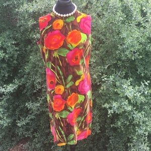 Vintage Beeline brilliant floral velveteen dress